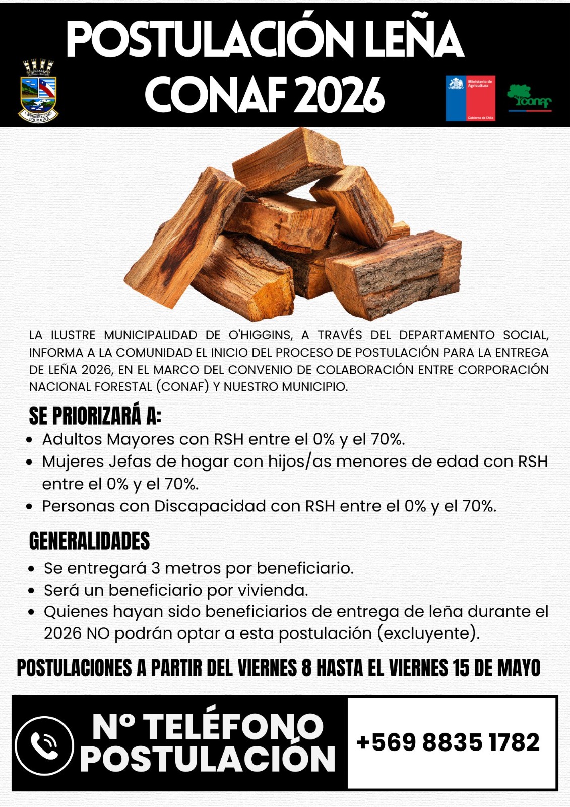 POSTULACIÓN PARA ENTREGA DE LEÑA CONAF 2026