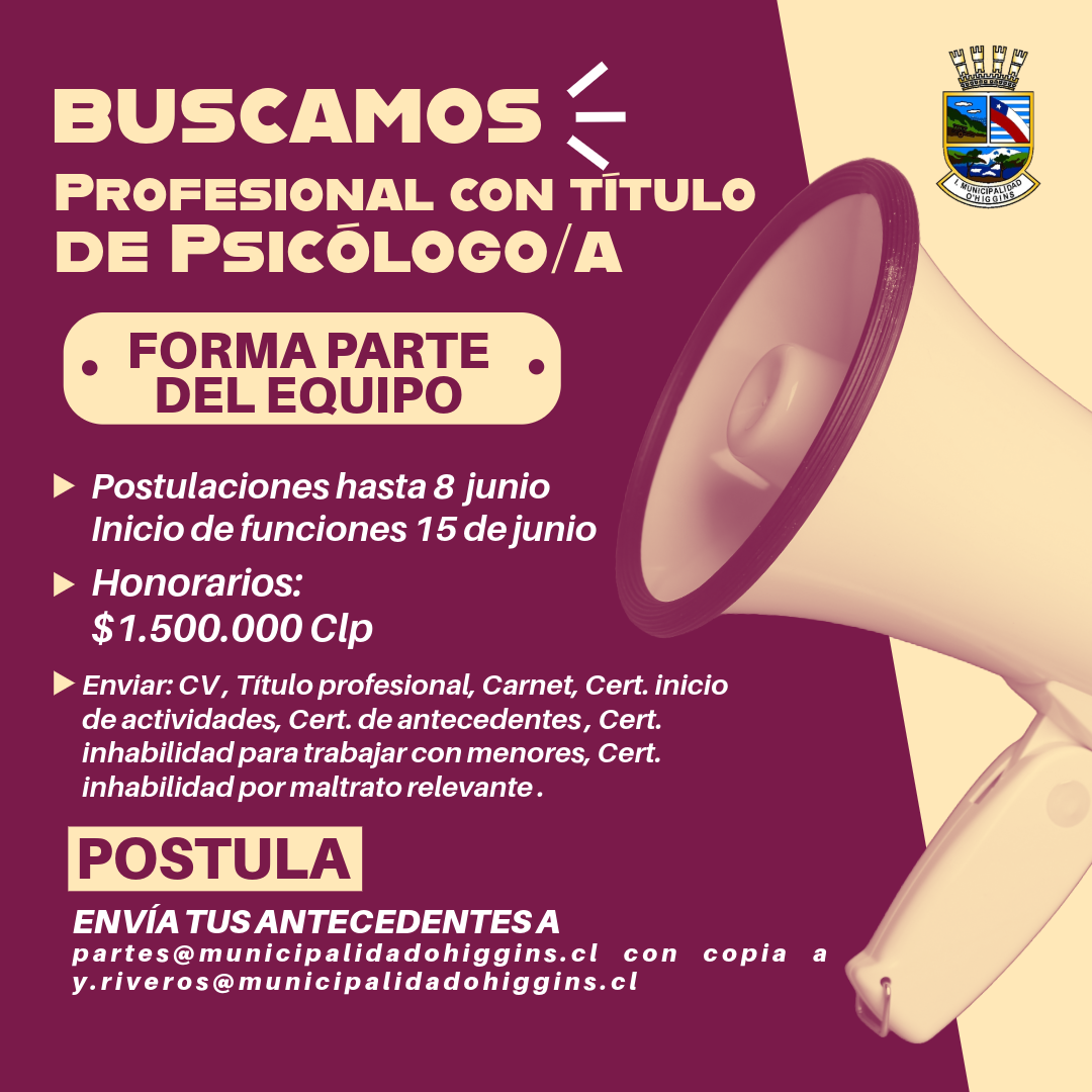 ¡Buscamos Psicólogo/a para Villa O’Higgins!