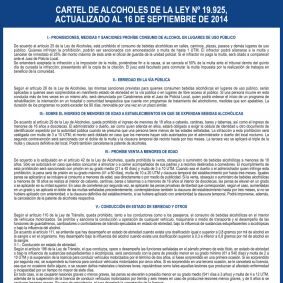 Disponible Cartel de Ley de Alcoholes.